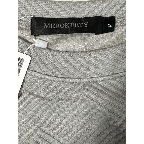 Merokeety Crewneck Long Sleeve Sweater Textured Gray Size Medium NWT - Picture 8 of 12